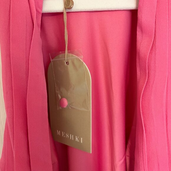 Meshki Satin Drape Back Maxi Dress with Split - Pink / XS - Picture 11 of 12